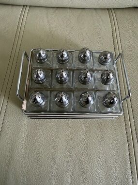 Glass Salt & Pepper Shaker Set with Rack